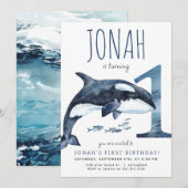 Orka eerste verjaardag uitnodiging (Voorkant / Achterkant)