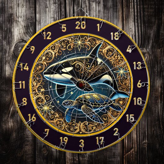 Orka en Schildpad Dartbord Wand Centerstuk
