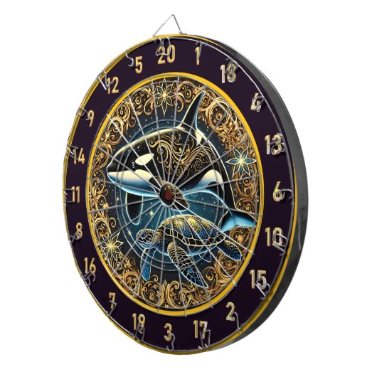 Orka en Turtle Dartboard Muur Centerpiece Dartbord (Voorkant Rechts)