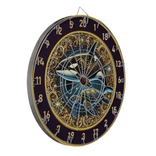 Orka en Turtle Dartboard Muur Centerpiece Dartbord (Voorkant Links)