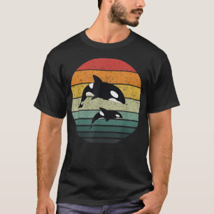 Orka Familie Vintage Retro Kunst, Moordwalvis Fami T-shirt