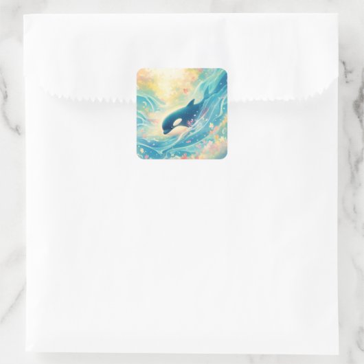 Orka Guardian van het Diepe Vierkante Sticker (Tas)