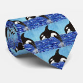 Orka in het blauwe schilderij stropdas (Opgerold)