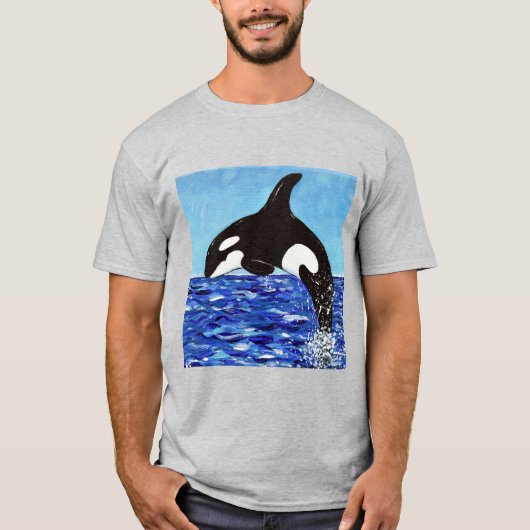 Orka in het blauwe schilderij t-shirt (Voorkant)