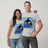 Orka in het blauwe schilderij t-shirt (Unisex)