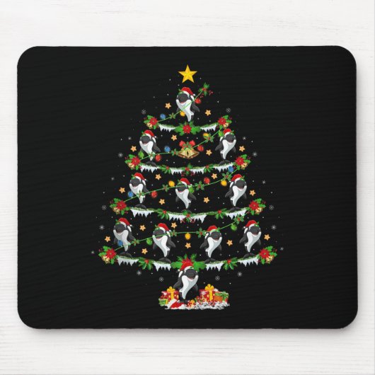 Orka kerstboom lichten Grappig zee dier Orka W Muismat (Voorkant)