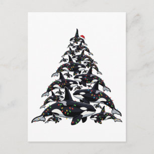 Orka Kerstboom voor Oceaan- en Zeelevenliefhebbers Feestdagenkaart