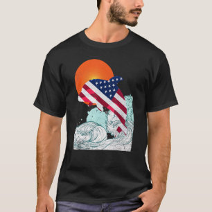 Orka Killer Whale Amerikaanse vlag Patriottische H T-shirt