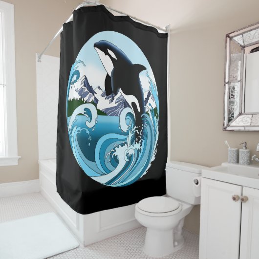 Orka Killer Whale Blue Ocean Douchegordijn (In situ)