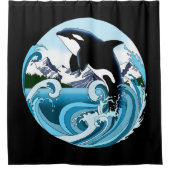 Orka Killer Whale Blue Ocean Douchegordijn (Voorkant)