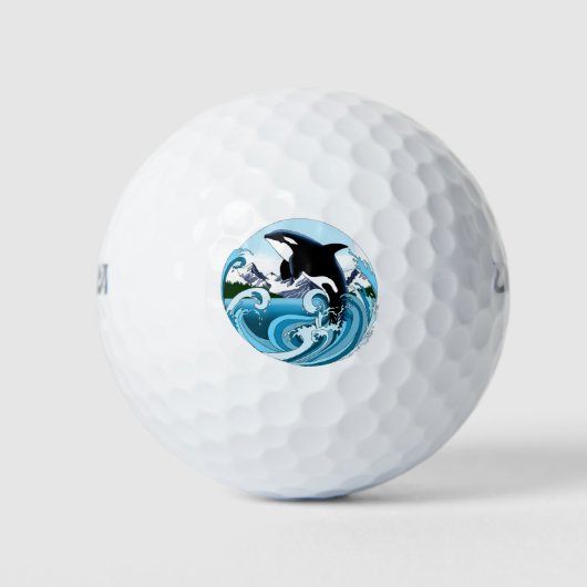 Orka Killer Whale Blue Ocean Golfballen (Voorkant)