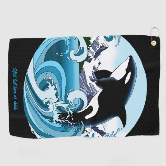 Orka Killer Whale Blue Ocean Golfhanddoek (Horizontaal)