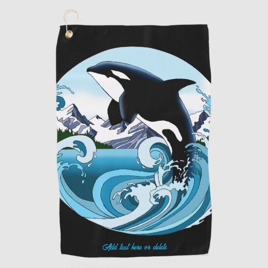 Orka Killer Whale Blue Ocean Golfhanddoek (Voorkant)