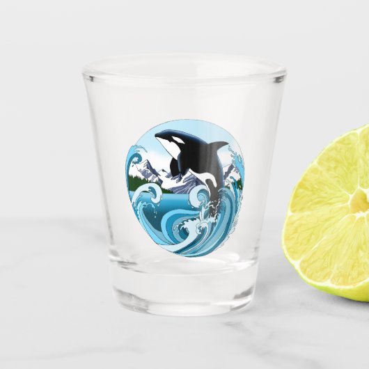 Orka Killer Whale Blue Ocean Shot Glas (Voorkant)