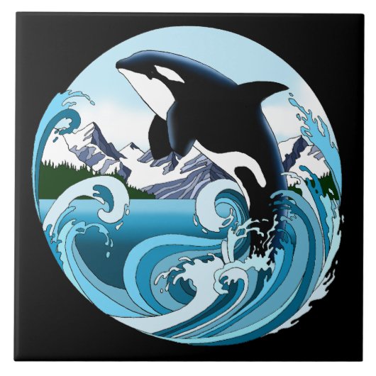 Orka Killer Whale Blue Ocean Tegeltje (Voorkant)