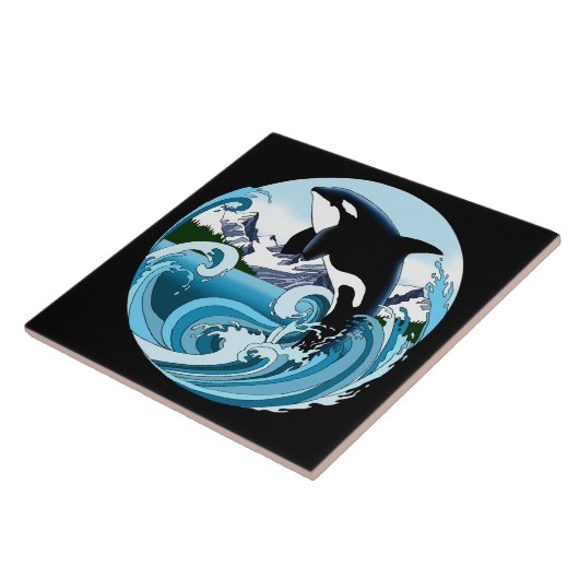 Orka Killer Whale Blue Ocean Tegeltje (Zijkant)