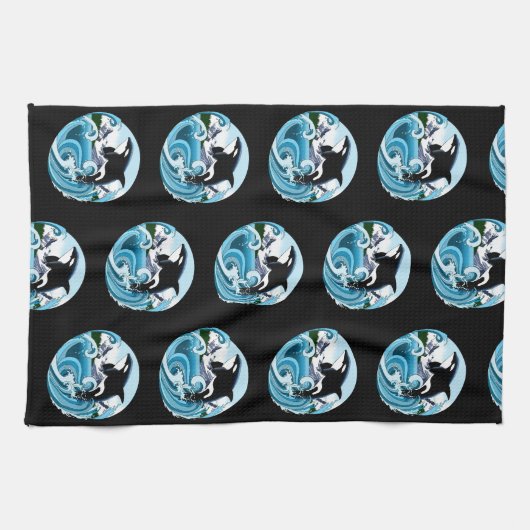 Orka Killer Whale Blue Ocean Theedoek (Horizontaal)