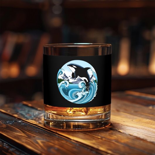 Orka Killer Whale Blue Ocean Whisky Glas