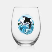 Orka Killer Whale Blue Ocean Wijnglas Zonder Voet (Achterkant)