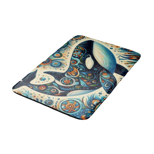 Orka Killer Whale Floral Whimsical Nautical Beach Badmat (Gekanteld)