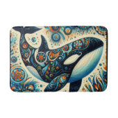 Orka Killer Whale Floral Whimsical Nautical Beach Badmat (Voorkant)