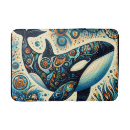 Orka Killer Whale Floral Whimsical Nautical Beach Badmat