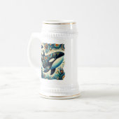 Orka Killer Whale Floral Whimsical Nautical Beach Bierpul (Voorkant links)