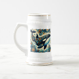 Orka Killer Whale Floral Whimsical Nautical Beach Bierpul