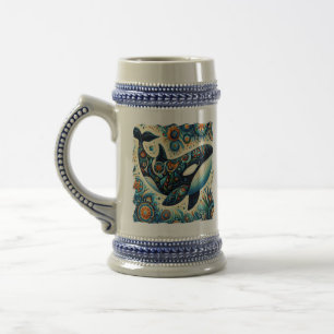 Orka Killer Whale Floral Whimsical Nautical Beach Bierpul