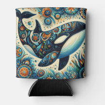 Orka Killer Whale Floral Whimsical Nautical Beach