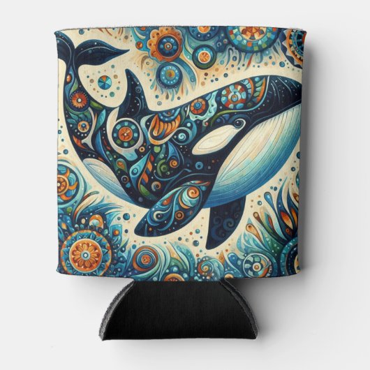 Orka Killer Whale Floral Whimsical Nautical Beach Blikjeskoeler (Voorkant)