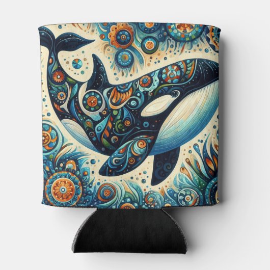 Orka Killer Whale Floral Whimsical Nautical Beach Blikjeskoeler (Achterkant)