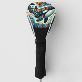 Orka Killer Whale Floral Whimsical Nautical Beach Golfheadcover