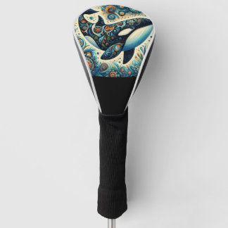 Orka Killer Whale Floral Whimsical Nautical Beach Golfheadcover