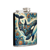 Orka Killer Whale Floral Whimsical Nautical Beach Heupfles (Rechts)