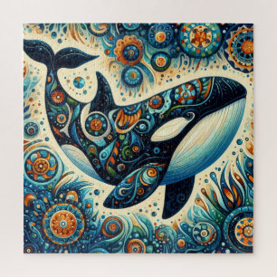 Orka Killer Whale Floral Whimsical Nautical Beach Legpuzzel