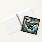 Orka Killer Whale Floral Whimsical Nautical Beach Notitieboek (Binnen)
