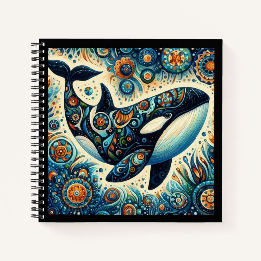 Orka Killer Whale Floral Whimsical Nautical Beach Notitieboek (Voorkant)