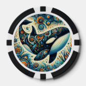 Orka Killer Whale Floral Whimsical Nautical Beach Poker Chips (Voorkant)