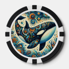 Orka Killer Whale Floral Whimsical Nautical Beach Poker Chips