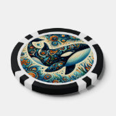 Orka Killer Whale Floral Whimsical Nautical Beach Poker Chips (Enkel)