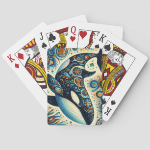 Orka Killer Whale Floral Whimsical Nautical Beach Pokerkaarten