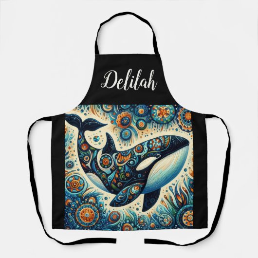 Orka Killer Whale Floral Whimsical Nautical Beach Schort (Voorkant)