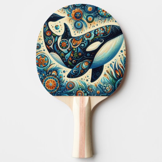 Orka Killer Whale Floral Whimsical Nautical Beach Tafeltennisbatje (Voorkant)