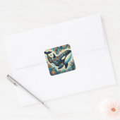 Orka Killer Whale Floral Whimsical Nautical Beach Vierkante Sticker (Envelop)