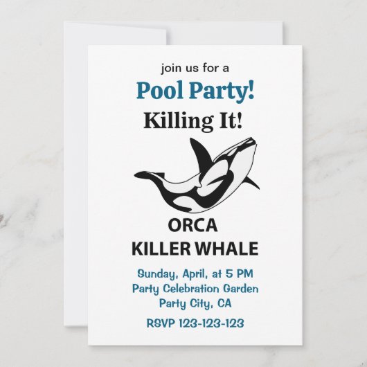 Orka Killer Whale Killing It Pool Party Grappig Kaart (Voorkant)
