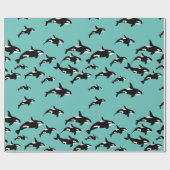 Orka Killer Whale Patroon op blauw Cadeaupapier (Vlak)