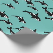 Orka Killer Whale Patroon op blauw Cadeaupapier (Hoek)