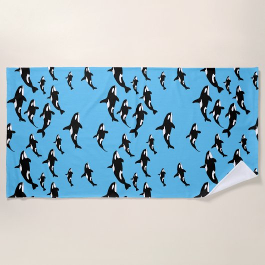 Orka Killer Whale Patroon op de Blauwe Oceaan Strandlaken (Voorkant)