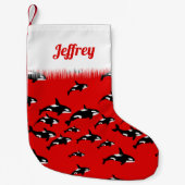 Orka Killer Whale Pod Ocean thema Kleine Kerstsok (Voorkant)